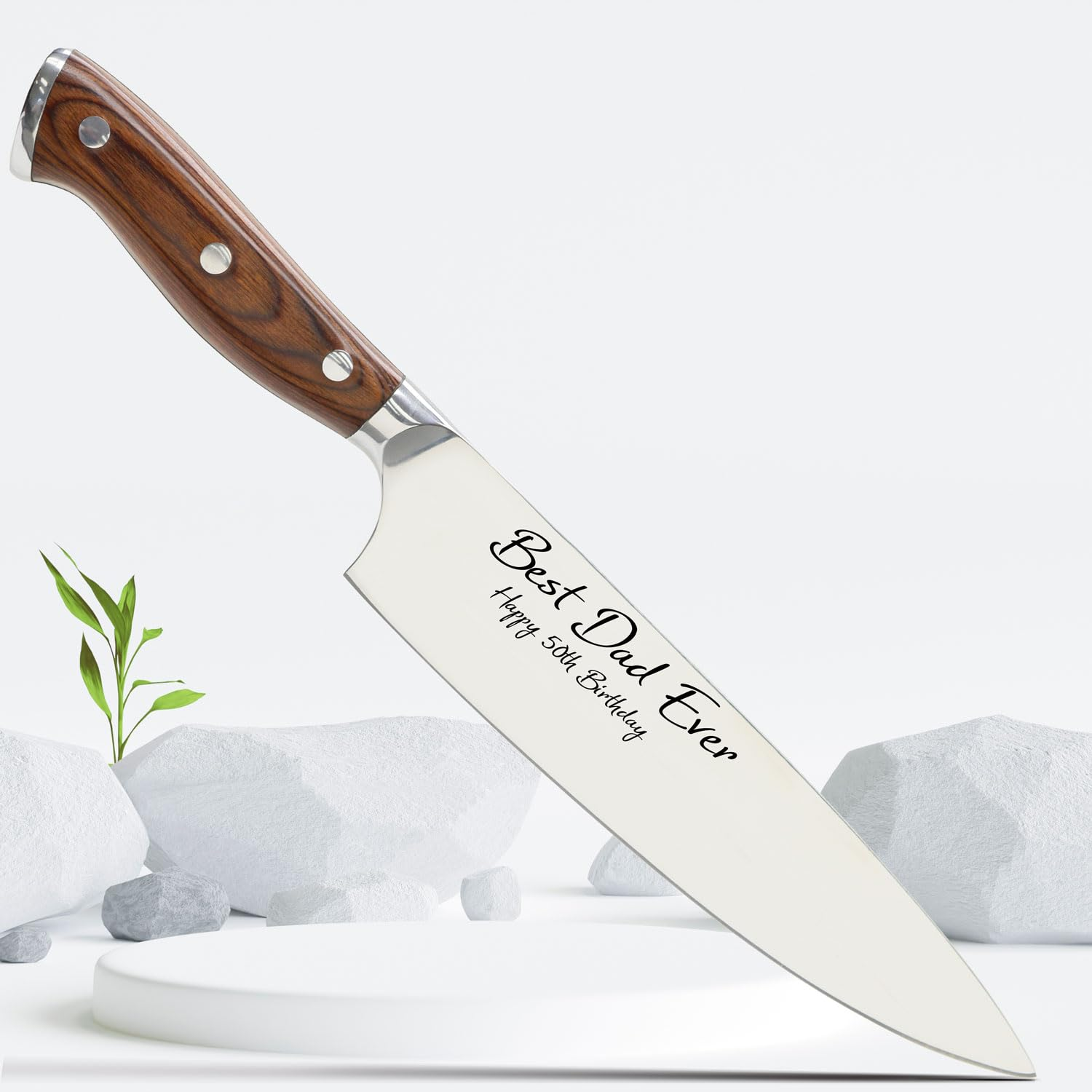 Laser Engraved Chef Knife with Custom Message